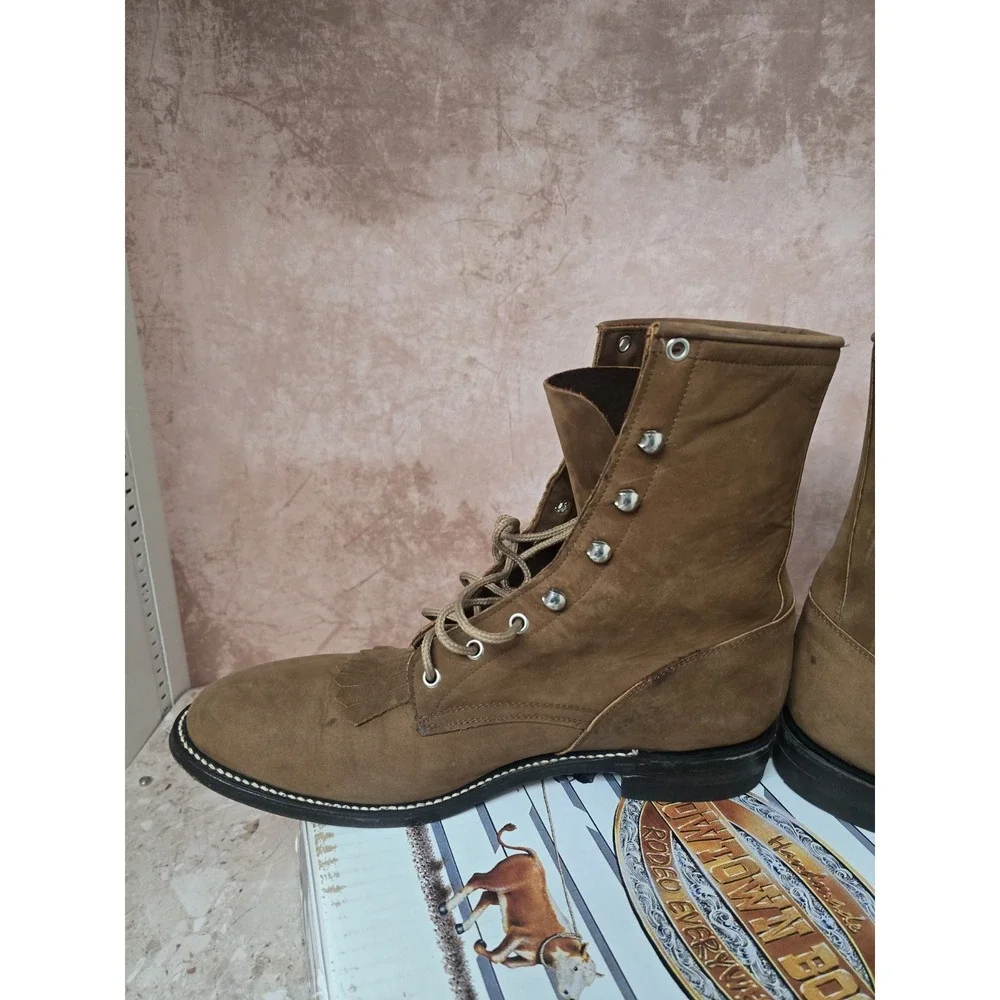 Cowtown‎ Brown Leather Kiltie Lace Up Western/ Cowboy Boots Size 13 D